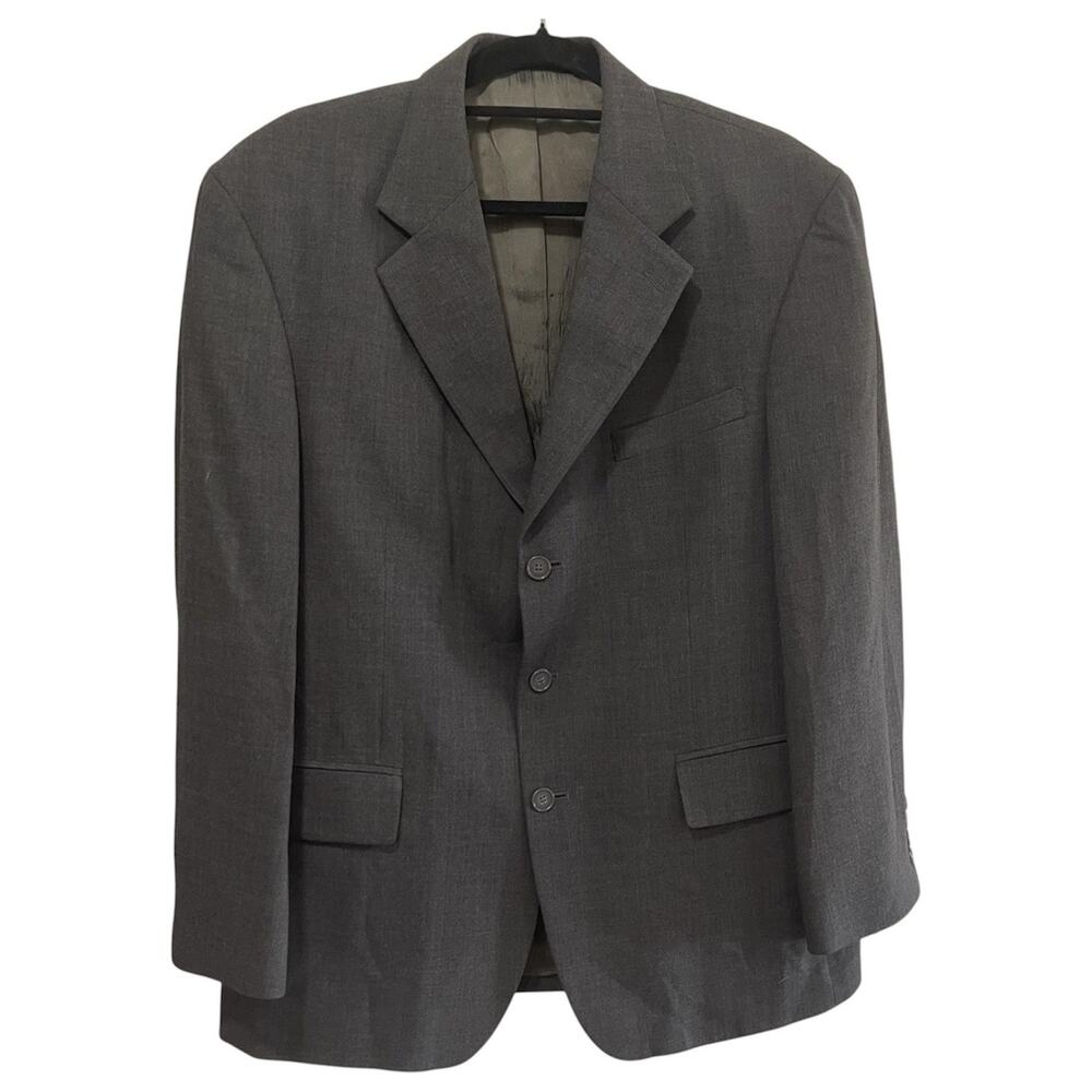 Oscar De LA Renta Blazer 42S Mens Gray 100% Wool Formal Athletic Fit Notch Lapel